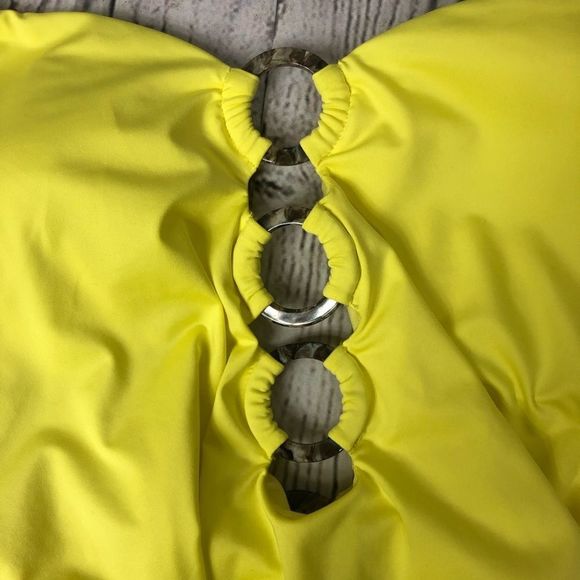 Seafolly Ring Front Maillot One Piece Swim Bathing Suit Limelight Yellow 10 - Picture 6 of 10